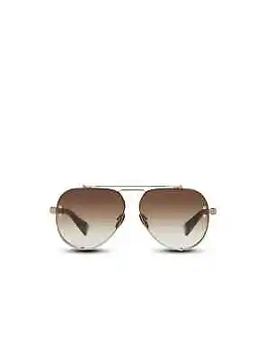 Balmain Sunglasses Oval Glasses Titanium Frame Thin Silver-tone   Brown Temples • $99