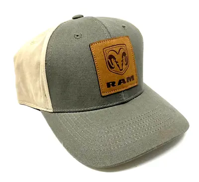Dodge Ram Suede Patch Logo Olive Tan Adjustable Curved Bill Snapback Hat Cap Nwt • $17.95