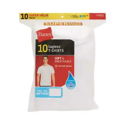 Hanes Men's Super Value 10 Pack White Crew T-Shirts Size 2XL NEW • $32.99