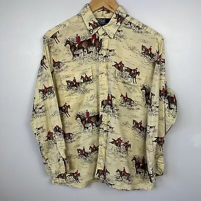 Vintage Polo Ralph Lauren Hunting Horse AOP Shirt Made In USA Womens Medium • £29.95