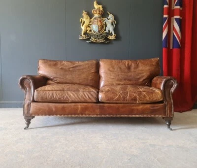 £699 • Buy 601.Timothy Oulton Balmoral Halo Chesterfield 2 Seater Brown Leather Sofa 🇬🇧