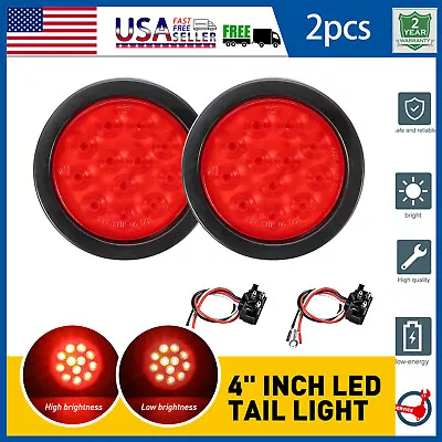 2PC 4 Inch Round LED Truck Trailer Stop Turn Tail Brake Lights Waterproof 12-LED • $21.99