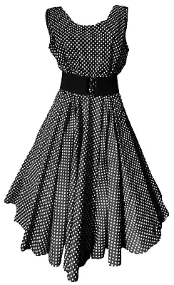 1950s Vintage Retro Rockabilly Circle Dress Blk Polka Dot Handmade Choice Ofsize • £29.99