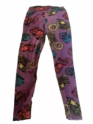 Womens One Size Purple Lularoe Motorcycle Leggings • $9.99