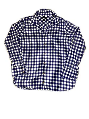 J.Crew Blue Plaid Classic Boy Fit Button Front Shirt Sz 10 • $28