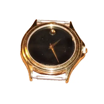 Movado Swiss Museum Mens Watch Black Dial Case Gold Tone 87 E4 0863 PARTS/REPAIR • $69.99