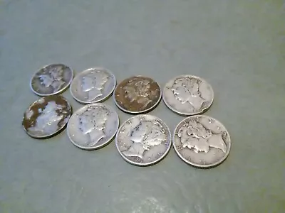 Lot Of 8  1944 Mercury Dimes Great Condition. Real American Silver Coin. • $6.50