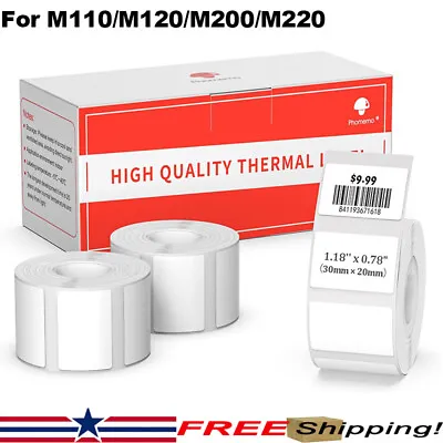 3-ROLL 30x20mm Sticker Label Adhesive Tag Paper For Phomemo M110/M200 Printer • $15.99