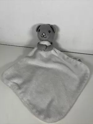 Tesco Baby F&F Grey Teddy Bear White Comforter Doudou Blankie Soft Toy • £2.99