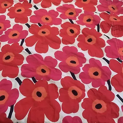 MARIMEKKO Unikko Set Of 2 Standard Pillowcases Red Floral Poppy Print • $24