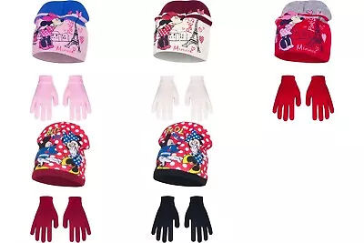 Girls Minnie Mouse Knitted Hat With Gloves Set 2-8 Years • £7.89