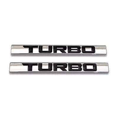 2x Chrome&Black Metal Turbo Logo Car Emblem Racing Sport Bagde 3D Sticker Decal • $9.99