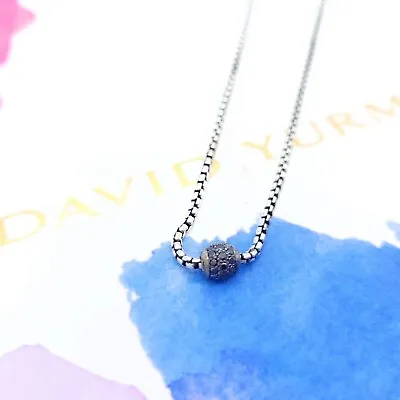 David Yurman Sterling Silver Petite 6 Mm Ball Pave Black Diamond 17  In Necklace • $295