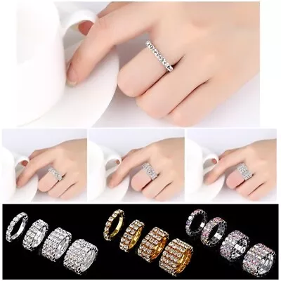 Adjustable Ring - Womens Ladies Girls Resizable Open Band Diamante Toe Finger • £6.25