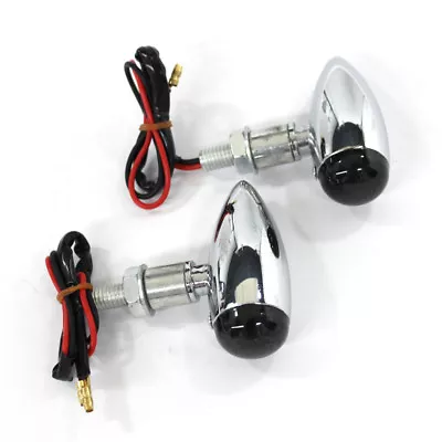 Motorcycle Chrome Bullet Amber Brake Running Turn Signals Indicators Tail Lights • $15.82