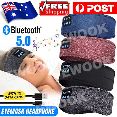 Eye Mask Sleep Headphones Bluetooth 5.0 Headband Wireless Sports Music Earphone • $9.95