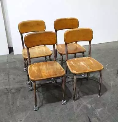 Lot Of 4 Heywood Wakefield Elementary School Kids Wood And Metal Chairs • $200