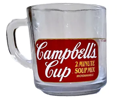 CAMPBELL’S CUP 2 Minute Soup Mix Microwavable Mug 6 Oz Water Handle Clear Glass • $3.60