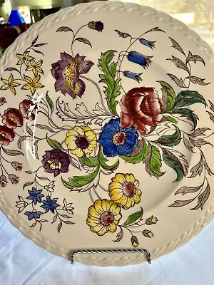 Vernon Kilns Calif Service Platter Chop Plate Mayflower Pat Hand Painted 2.3 Lb • $20