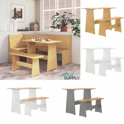 Modern Wooden Solid Pinewood Kitchen Dining Dinner Table With Bench Chair Seat • £82.99