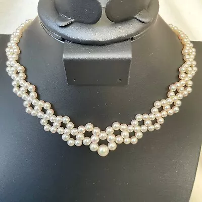 Mikimoto 4-7.5mm K18 Expert Technique Lace Collar Akoya Pearls Necklace W/case • $5999