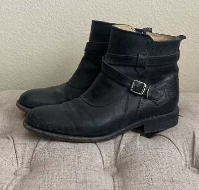 Frye Jayden 76785 Cross Strap Moto Ankle Boots Black Leather Women’s 8.5 • $24.99