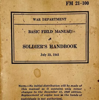 Soldier's Handbook World War 2 PB 1st Edition 1941 War Dept WW2 Collectible E74 • $22.50