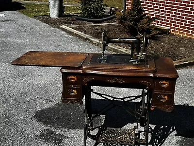 1900's Antique Minnesota Model  A  Treadle Sewing Machine With  7 Drawer Cabinet • $395