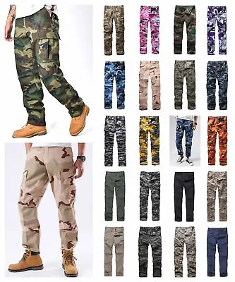 Mens Casual Camo Cargo Pants Trousers Military Combat Army Tactical BDU Pants • $38.99