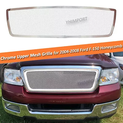 Stainless Mesh Grille  Chrome Upper Grill Fits 2004-2008 Ford F-150 Honeycomb • $129.99