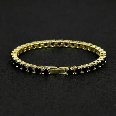 Lab-Created Diamond 9 CT Round Cut Men's Tennis Bracelet 14K Yellow Gold Plated • $219.59