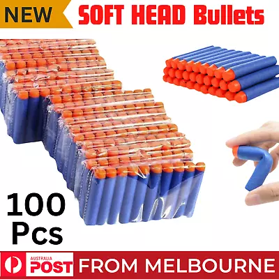 100 X Bullets SOFT HEAD Nerf N-Strike Elite Dart Refill Fits Most Nerf Guns BLUE • $23.22