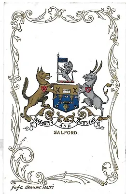 Rare Genuine Vintage Ja Ja Heraldic Postcardcoat Of Arms Salford Manchester • £3.99