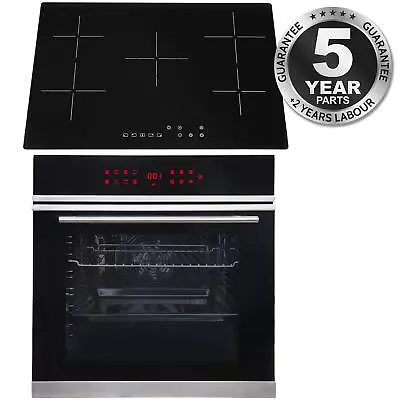 SIA BISO11SS 60cm Black Single Electric True Fan Oven & 75cm 5 Zone Ceramic Hob • £475.99