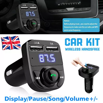 Bluetooth 5.0 Wireless FM Transmitter Radio MP3 Player USB-C Car Charger Adapter • £6.99