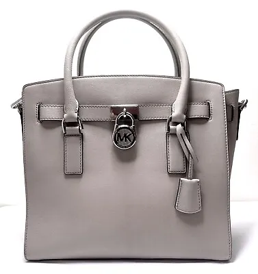 Michael Kors Hamilton Large Traveler Cement Pebbled Leather Satchel Shoulder Bag • $129.98