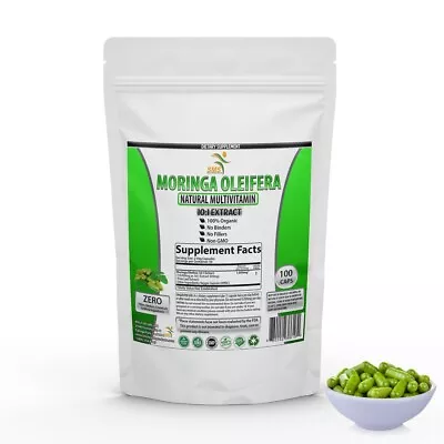 Moringa Oleifera Organic Leaf Extract 10000mg Servings 100% Pure 100 Capsules • $13.48