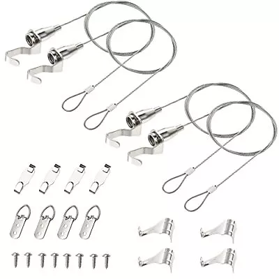 IDGGDI 4 Pack Heavy Duty Picture Rail Hooks And Wire Hanging Kit For Mirror Wall • $15.83
