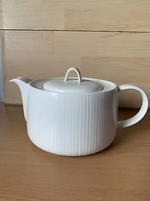 M&S NEW TEAPOT Large White Flute Design Super Fine China Marks & Spencer NEW • £18.97