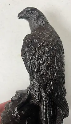 Vintage Eagle Figurine Statue 7”  Black & Dark Brown Military Home Decor Farm • $10