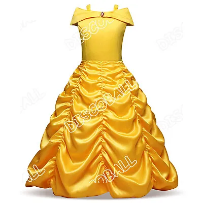 Girls Fancy Dresses Costume Princess Belle Birthday Party Outfit Dress For Baby • £11.79