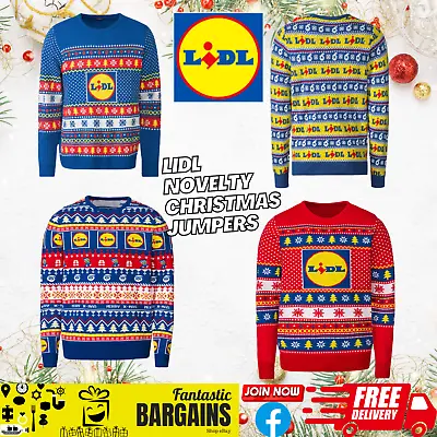 Official Lidl Novelty Christmas Jumper Men Women Soft Elasticated Lidl Logo • £19.99