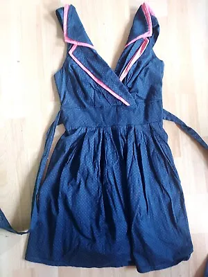 £4.99 • Buy Dress, Wal G Navy Fit And Flare Dress Pink Polka Dot Short Size M