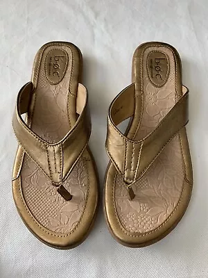 BOC BORN CONCEPTS Women's Thong Flip Flop Sandals Size 8  Gold Metallic ELNC • $19.99