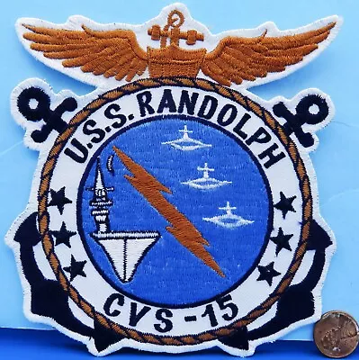 U.S. Navy PATCH 60s/70s Vtg USS RANDOLPH CVS-15 Cloth Back AIRCRAFT CARRIER • $7.99