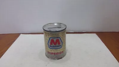Vintage Marathon Coin Metal Bank - Superior All-season Oil Can 10w-40w • $40