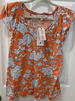 Womens Philosophy Republic Clothing Orange Flower Top Size Med NWT • $18