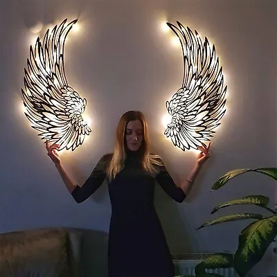 £12.43 • Buy Angel Wings Metal Wall Art Decor With Led Lights Sculpture Art Angel Wing