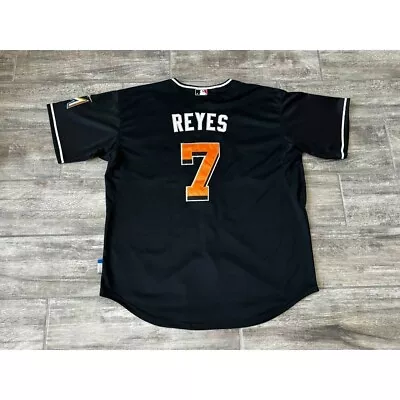 Miami Marlins Jose Reyes #7 Baseball Majestic MLB Jersey Black Size 52 • $32