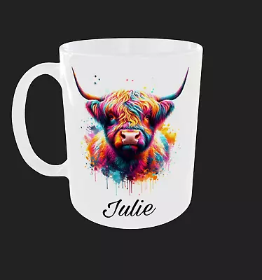 Highland Cow Mug Personalised Optional Multicoloured Cup • £9.99